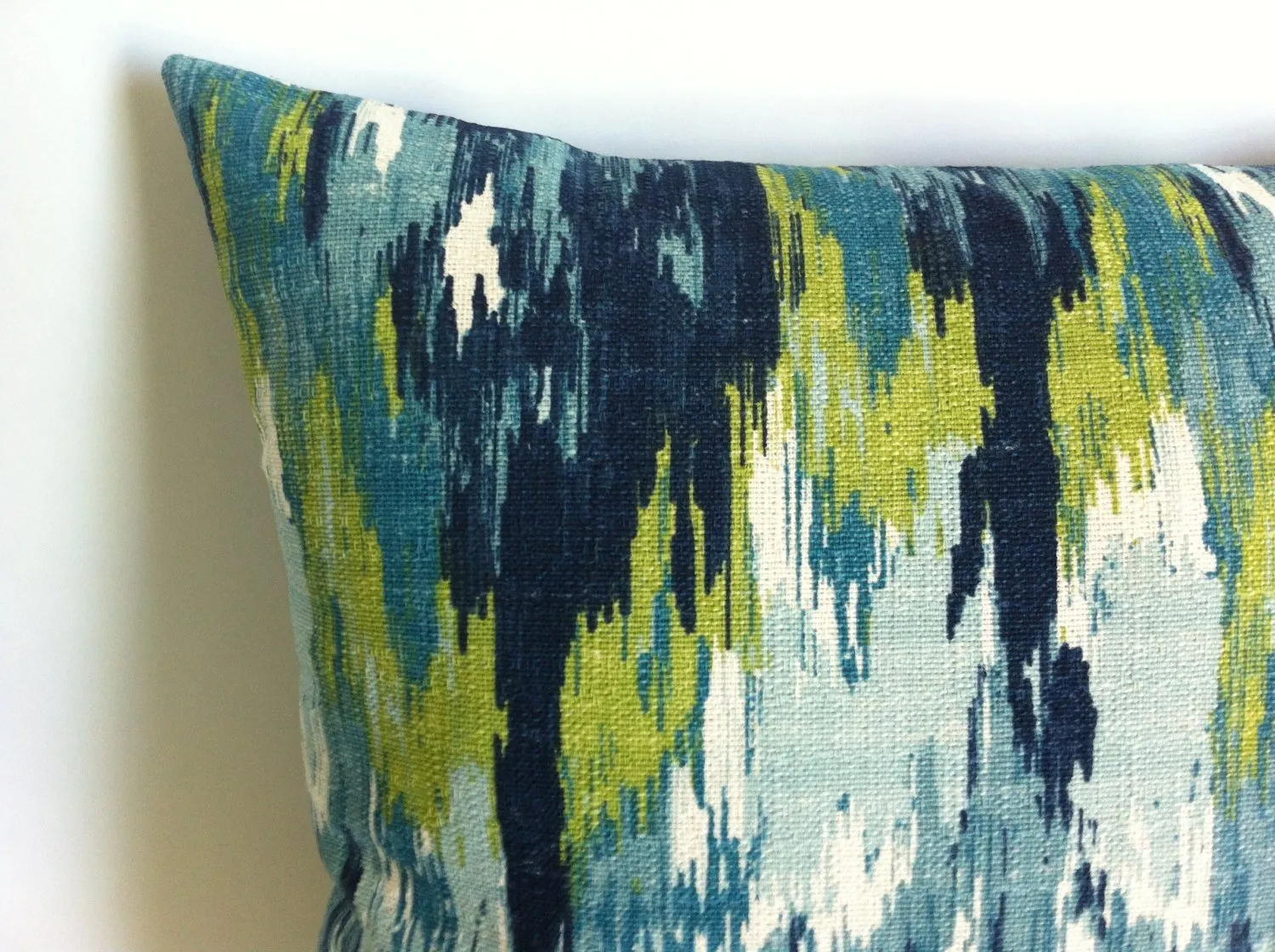 Lime, Navy Blue and Turquoise Watercolor Pillow Cover / 12 x 18 18 x 18 20 x 20 22 x 22 24 x 24 26 x 26 pillow case