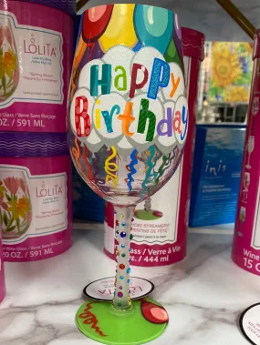 Lolita birthday streamers wine glass