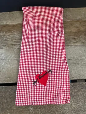 <€€ Red & White Checkered Cotton Tea Towel Bath Hand 26x17