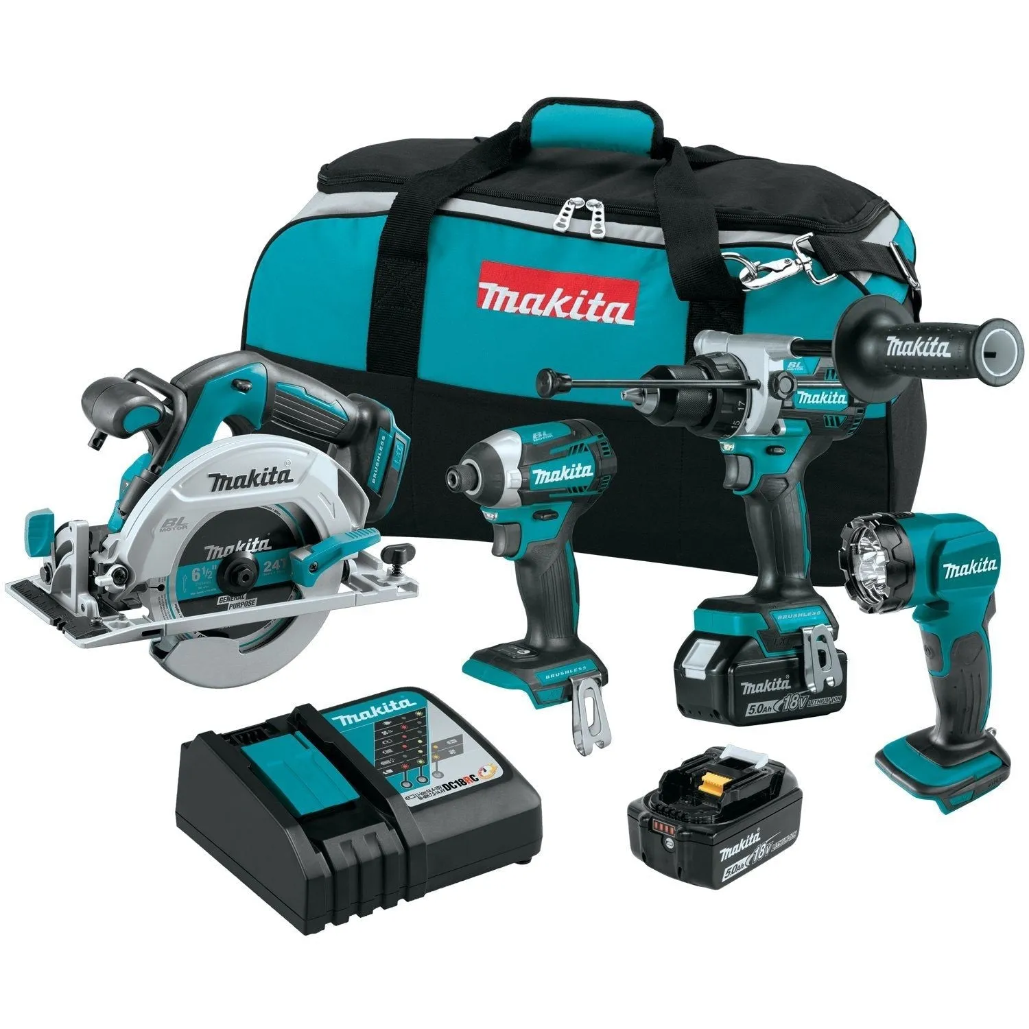 Makita (XT452T) LXT® Brushless 4 Pc. Combo Kit (5.0Ah)