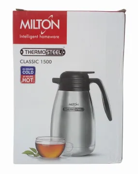 Milton Thermosteel Classic Carafe Flask Tea/Coffee Pot, 1500 ml, Silver - Alloy Steel