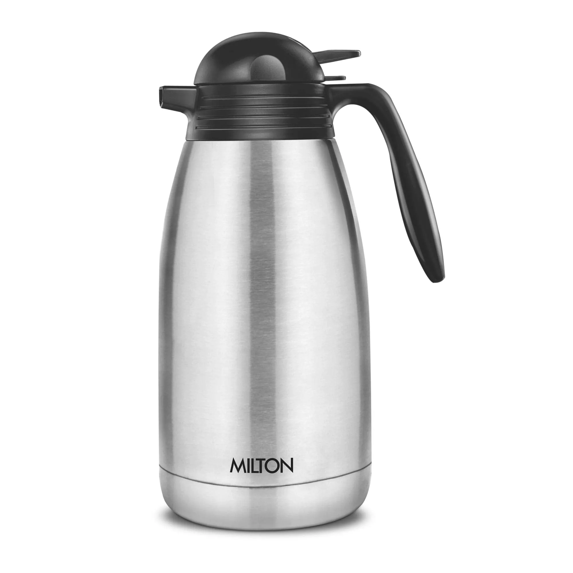 Milton Thermosteel Flip Lid Flask, 500 millilitres, Silver & Thermosteel Carafe Flask, 2 litres, Silver Combo