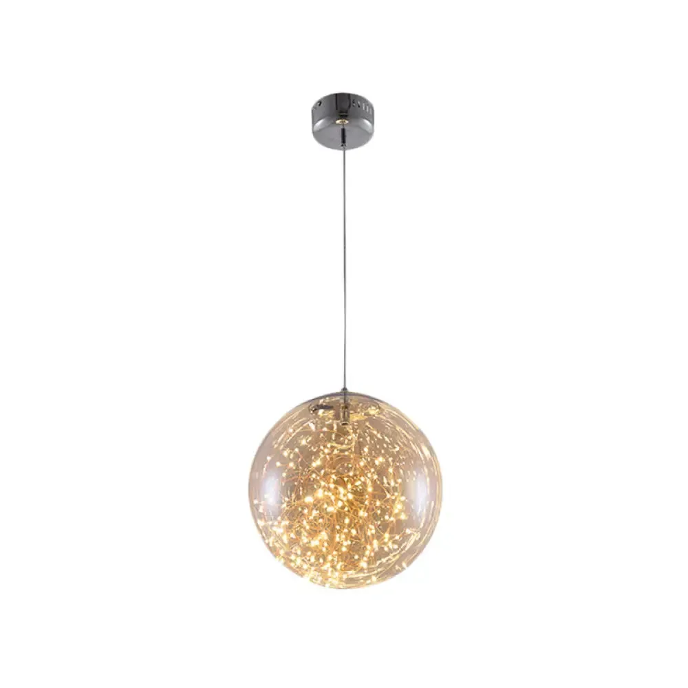 Minimal LED Glass Ball Pendant Light Kit with Glowing Inside String