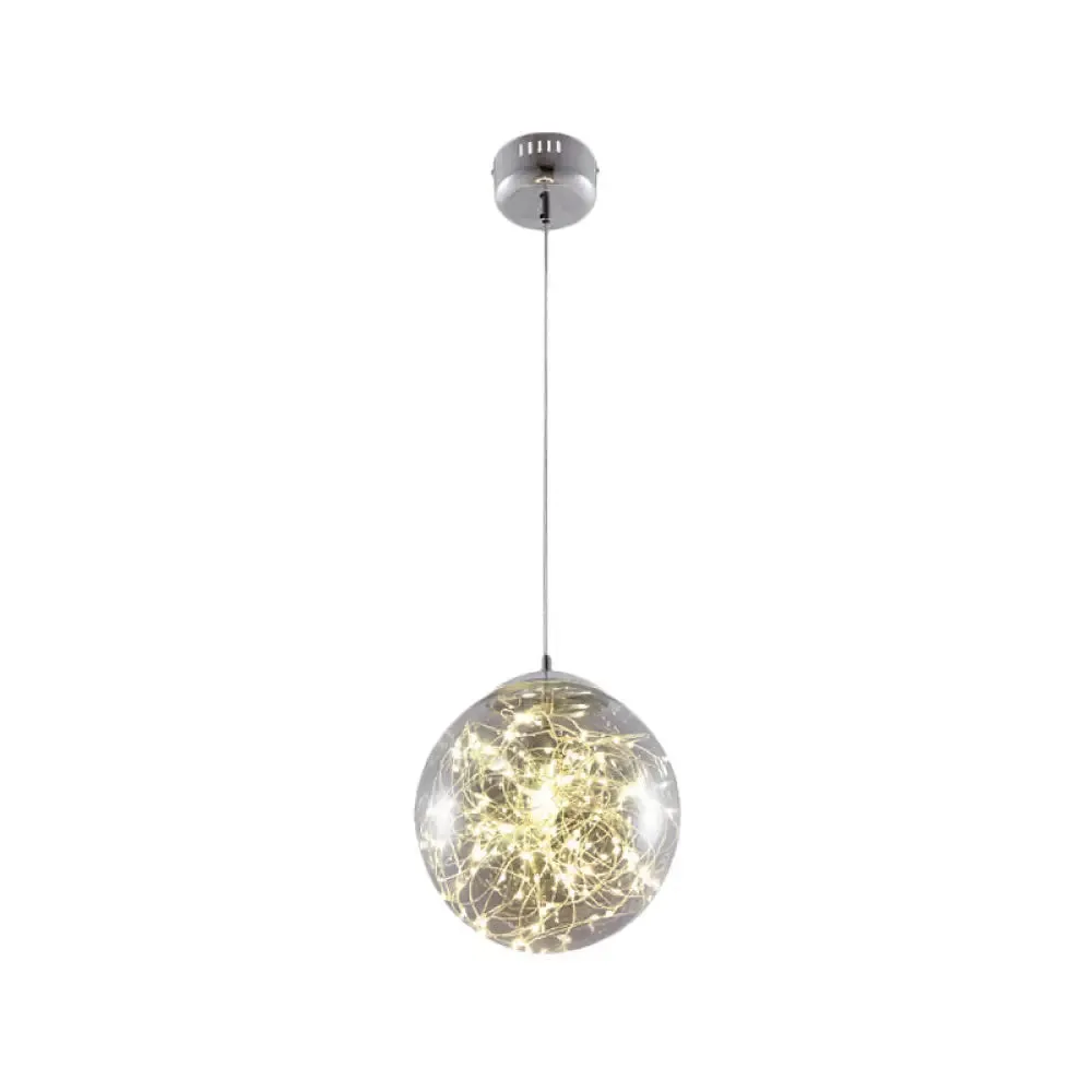 Minimal LED Glass Ball Pendant Light Kit with Glowing Inside String