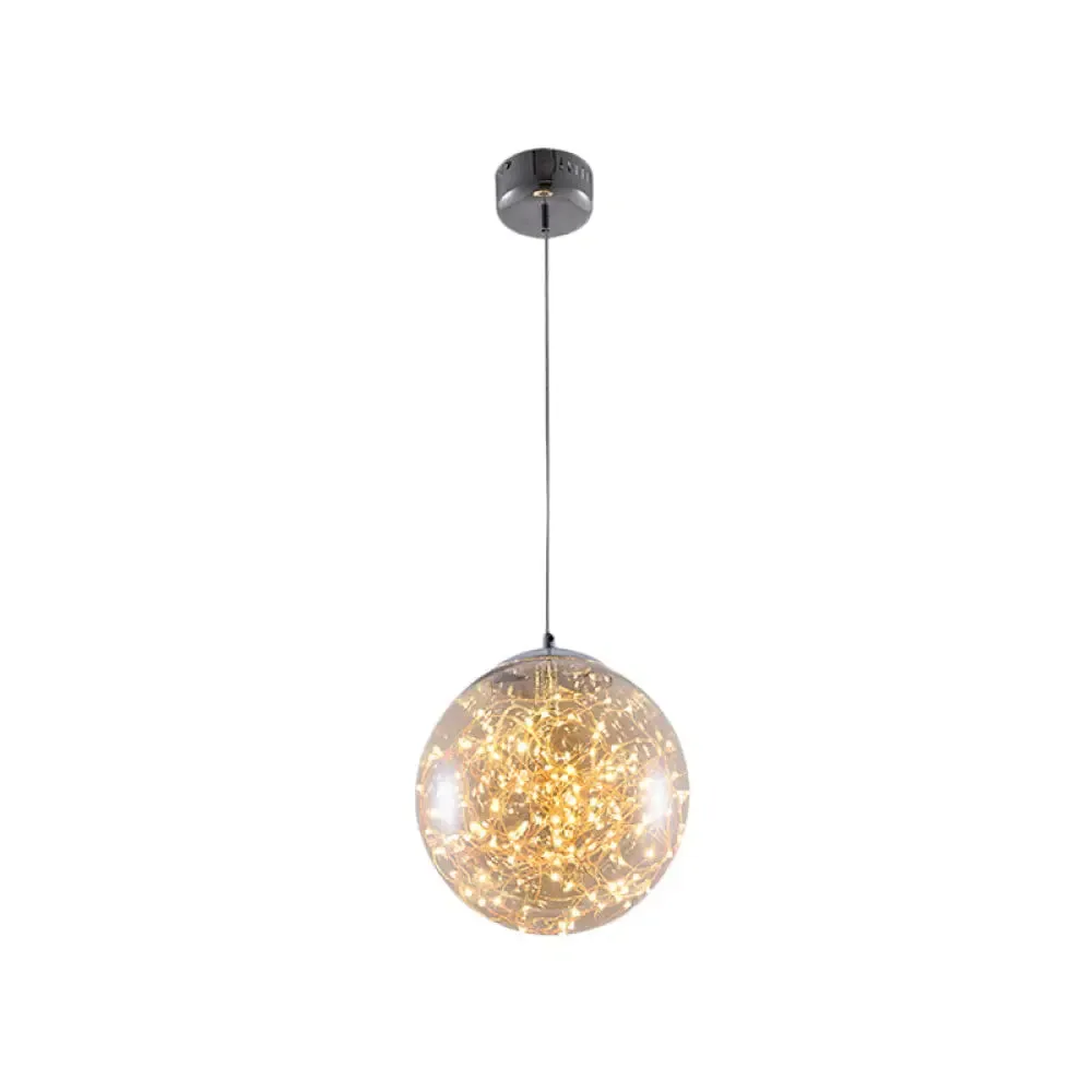 Minimal LED Glass Ball Pendant Light Kit with Glowing Inside String