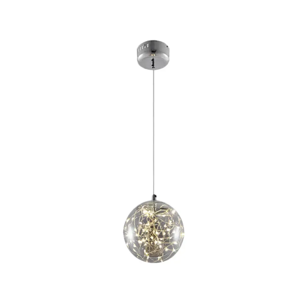 Minimal LED Glass Ball Pendant Light Kit with Glowing Inside String