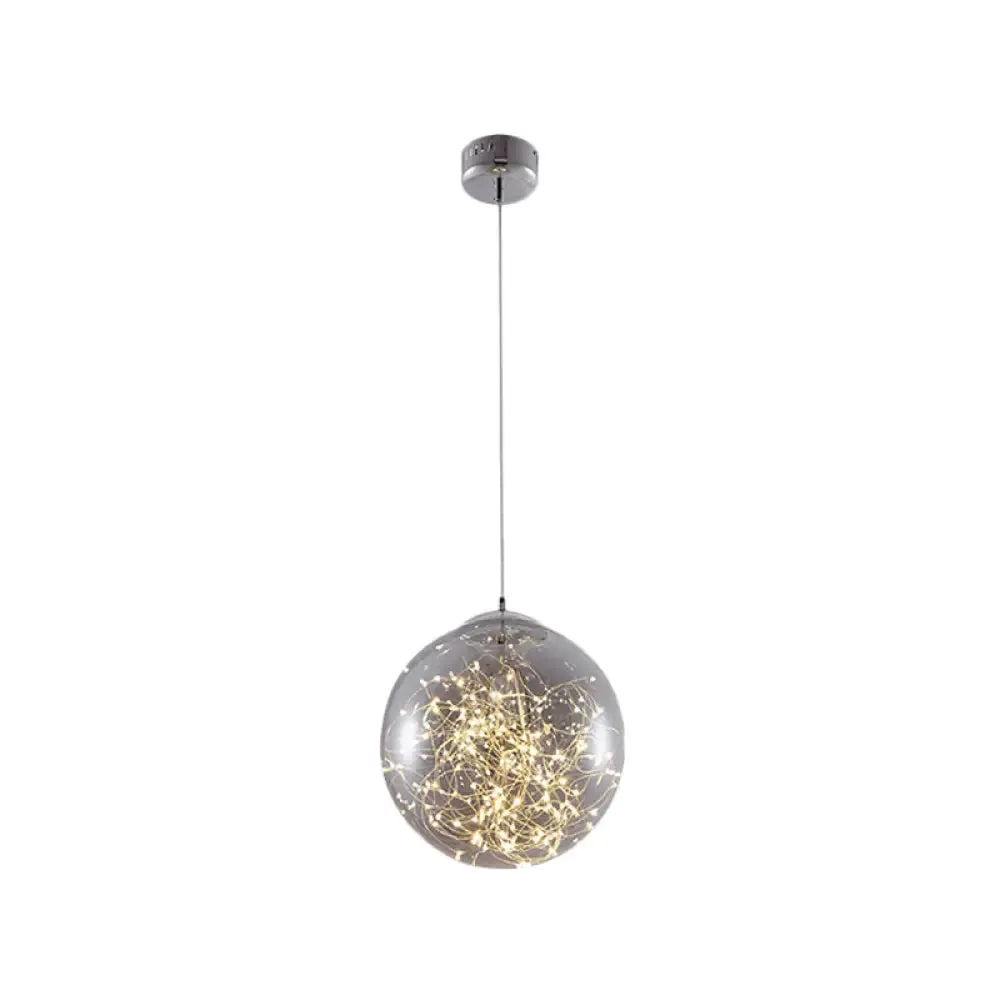 Minimal LED Glass Ball Pendant Light Kit with Glowing Inside String