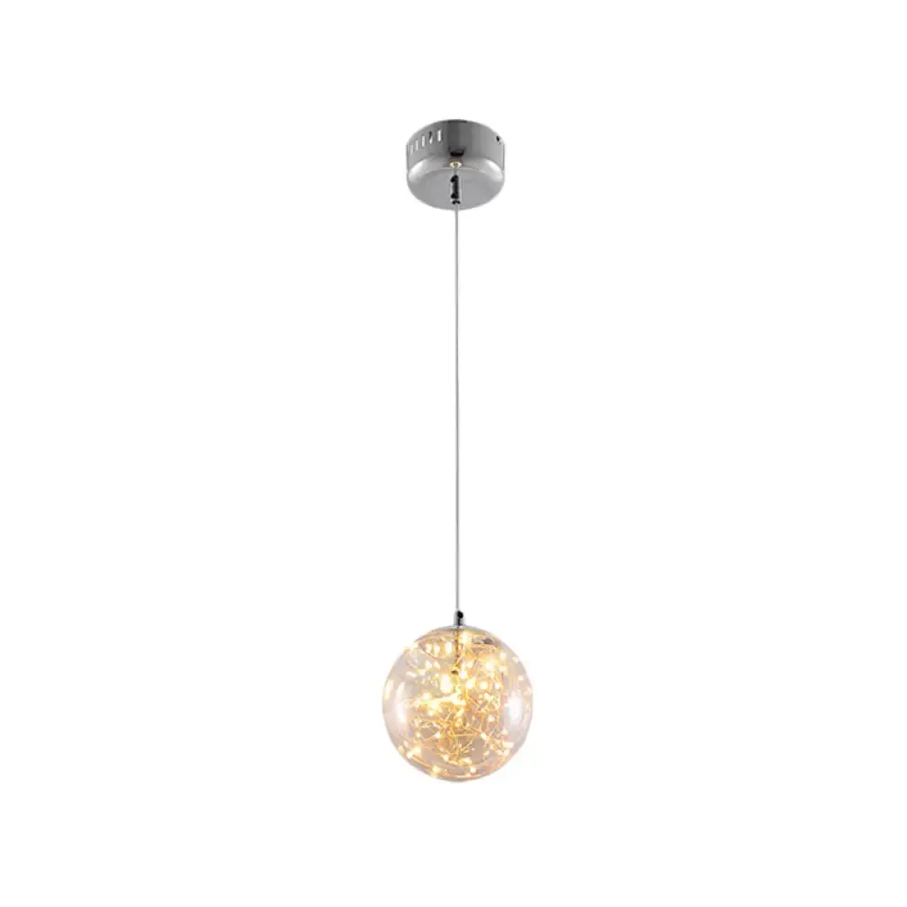 Minimal LED Glass Ball Pendant Light Kit with Glowing Inside String