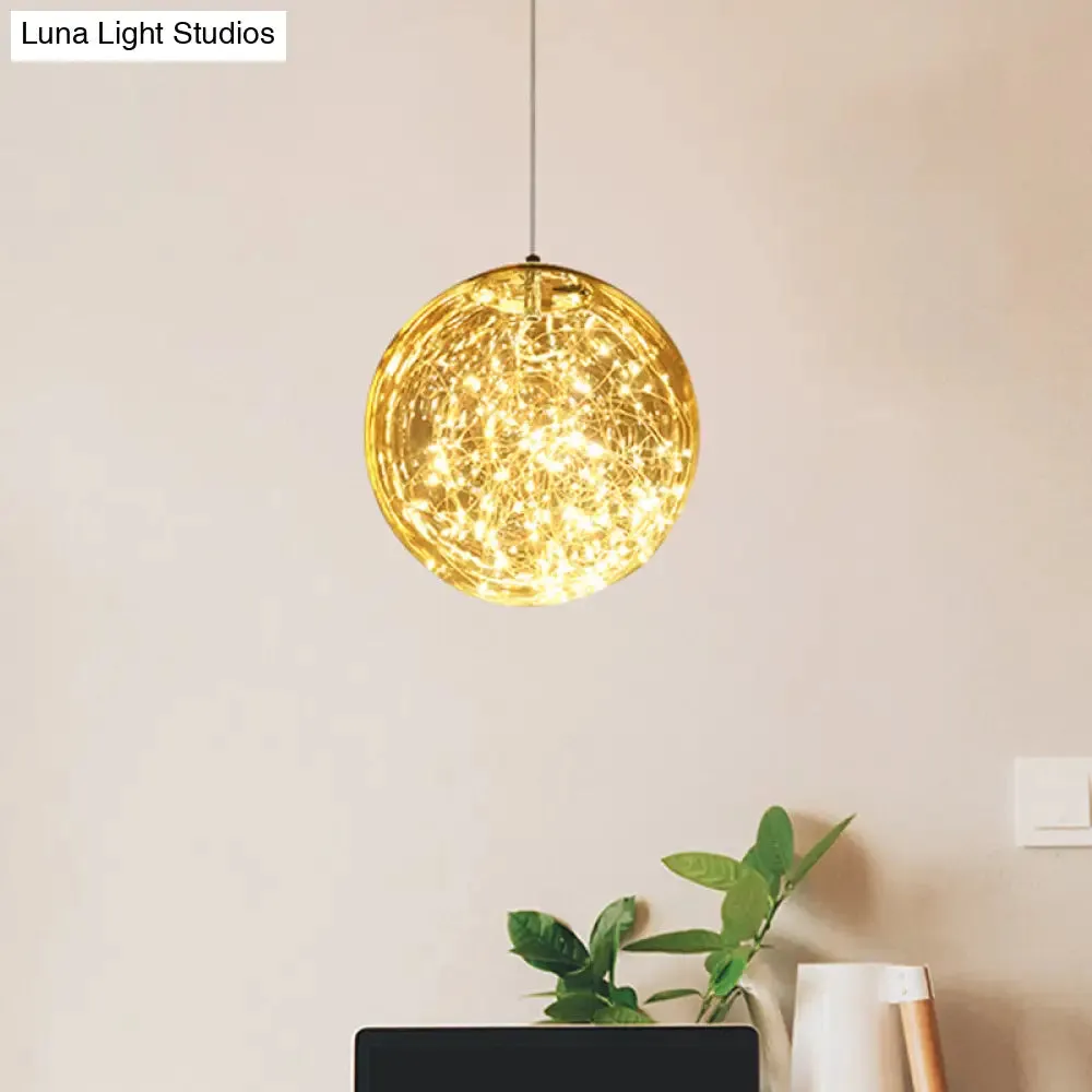 Minimal LED Glass Ball Pendant Light Kit with Glowing Inside String