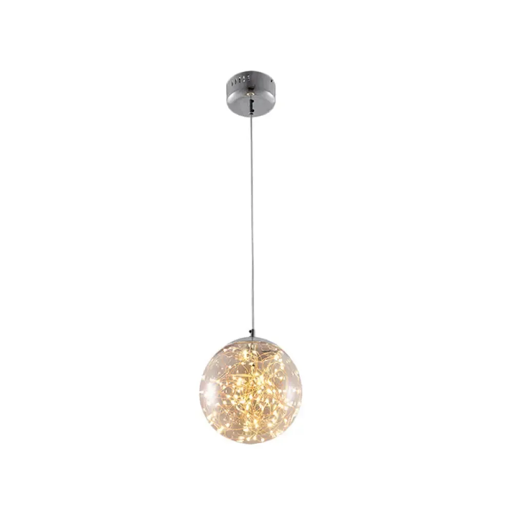 Minimal LED Glass Ball Pendant Light Kit with Glowing Inside String