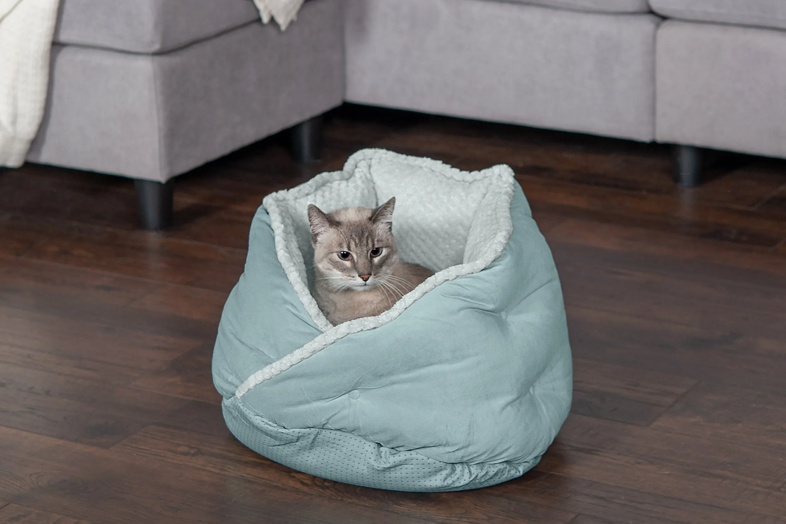 Minky Faux Fur & Velvet Hug Pet Bed