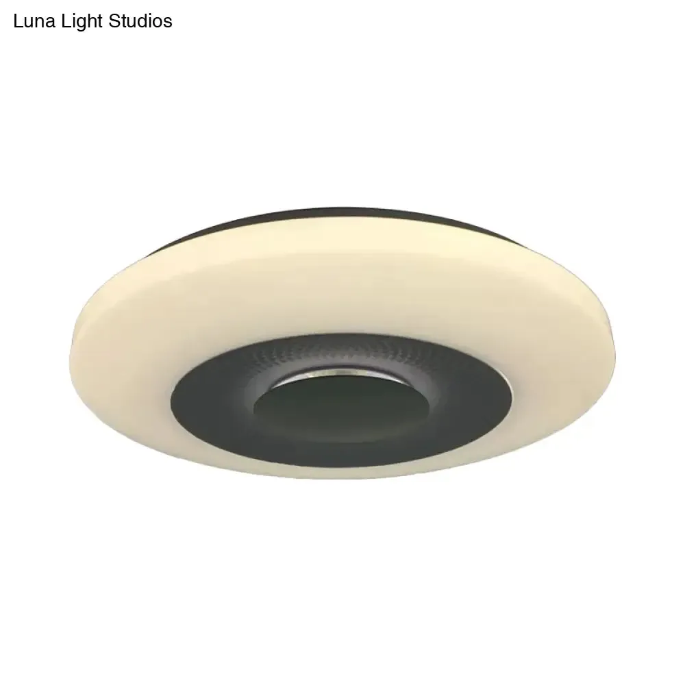 Modern LED Bedroom Flush Mount Fixture with Airship Acrylic Shade in Warm/Natural Light - White Flush Light