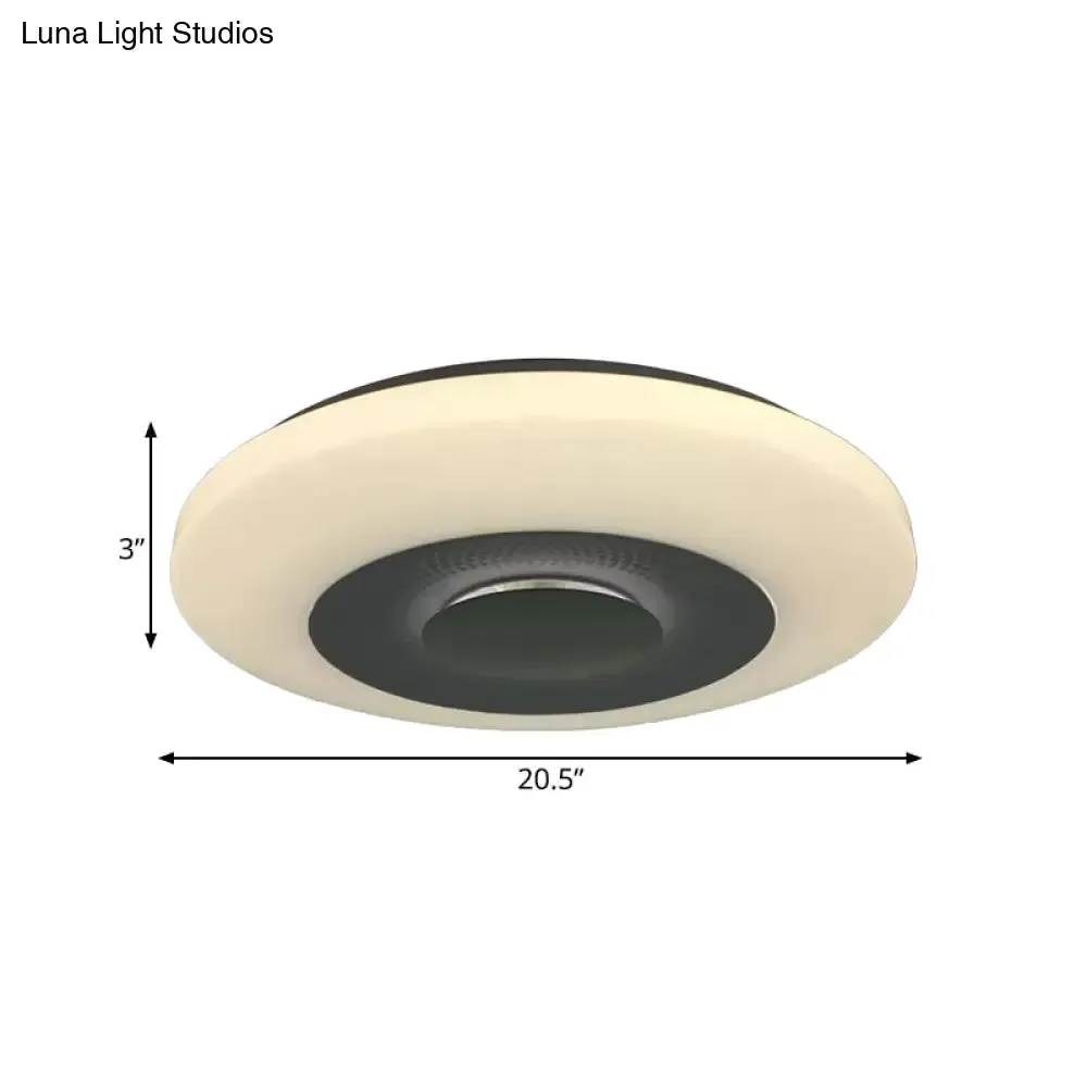 Modern LED Bedroom Flush Mount Fixture with Airship Acrylic Shade in Warm/Natural Light - White Flush Light