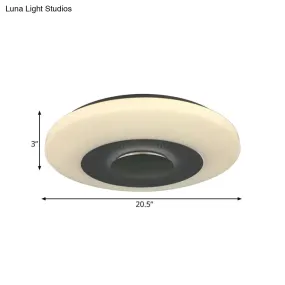 Modern LED Bedroom Flush Mount Fixture with Airship Acrylic Shade in Warm/Natural Light - White Flush Light