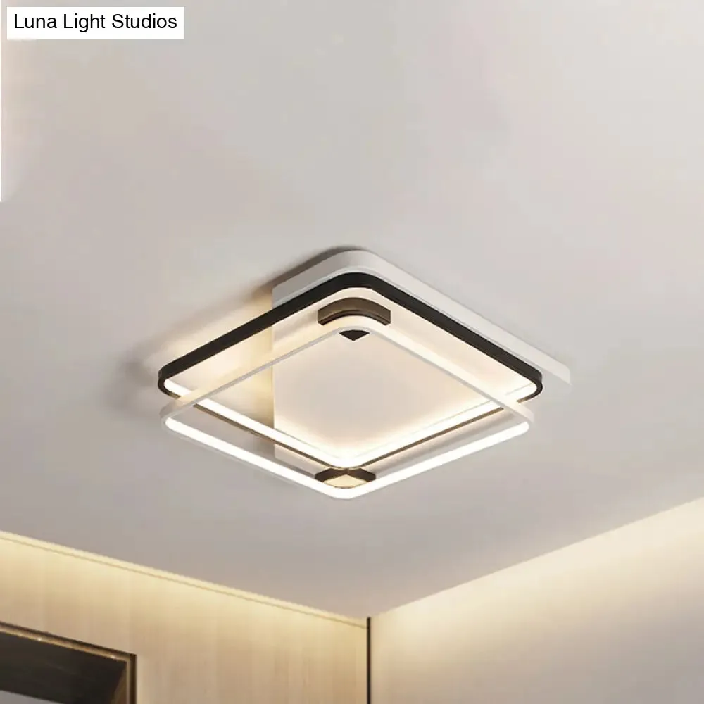 Modern LED Black/White Acrylic Rectangular Ceiling Light - 18"/22"/27.5" Wide - Warm/White Light - Flushmount