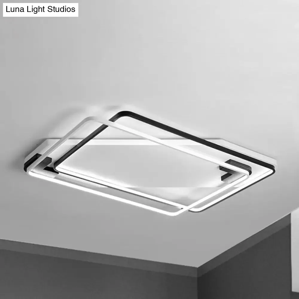 Modern LED Black/White Acrylic Rectangular Ceiling Light - 18"/22"/27.5" Wide - Warm/White Light - Flushmount