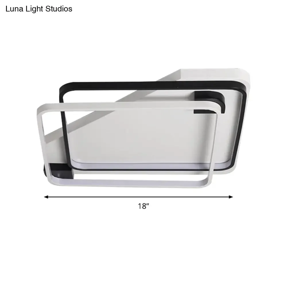 Modern LED Black/White Acrylic Rectangular Ceiling Light - 18"/22"/27.5" Wide - Warm/White Light - Flushmount