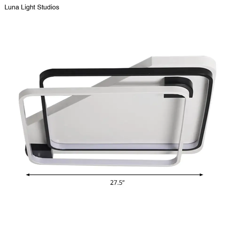 Modern LED Black/White Acrylic Rectangular Ceiling Light - 18"/22"/27.5" Wide - Warm/White Light - Flushmount