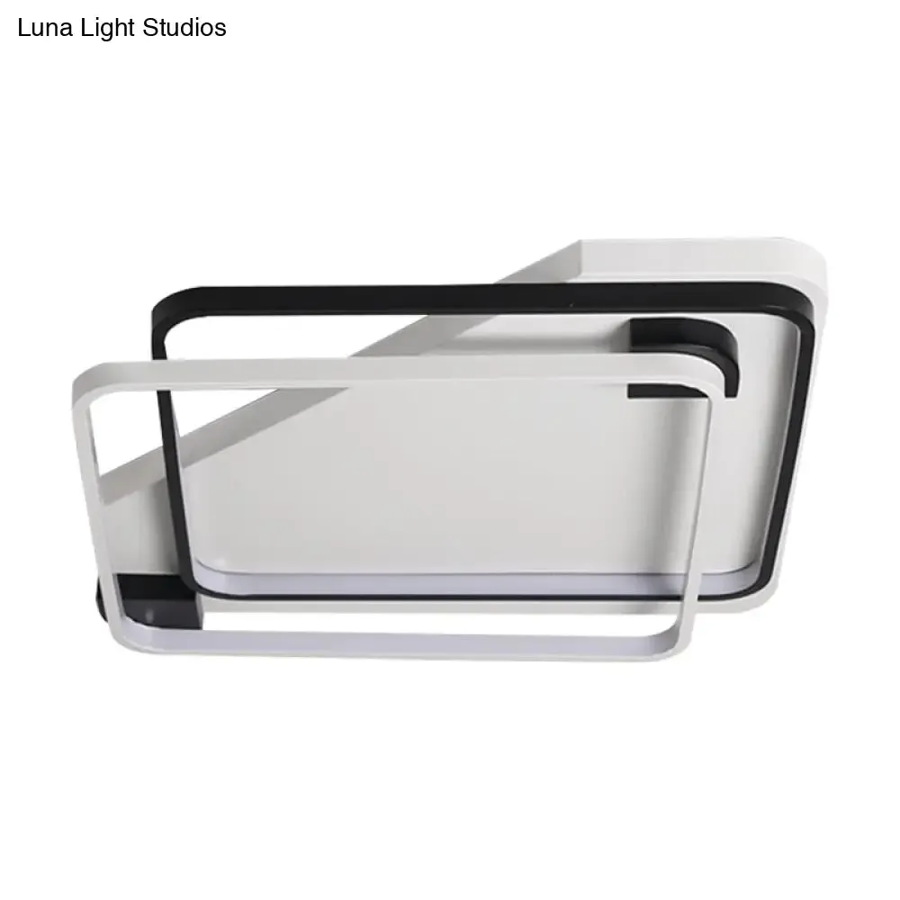 Modern LED Black/White Acrylic Rectangular Ceiling Light - 18"/22"/27.5" Wide - Warm/White Light - Flushmount