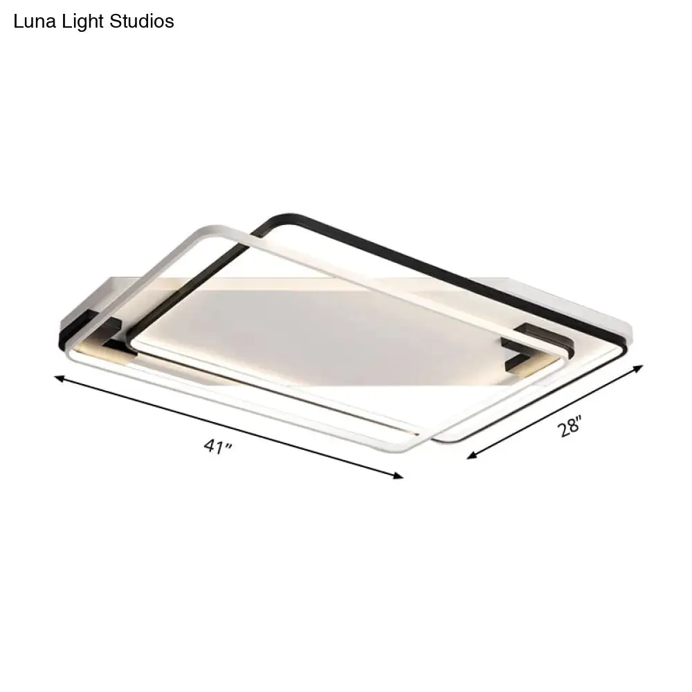 Modern LED Black/White Acrylic Rectangular Ceiling Light - 18"/22"/27.5" Wide - Warm/White Light - Flushmount