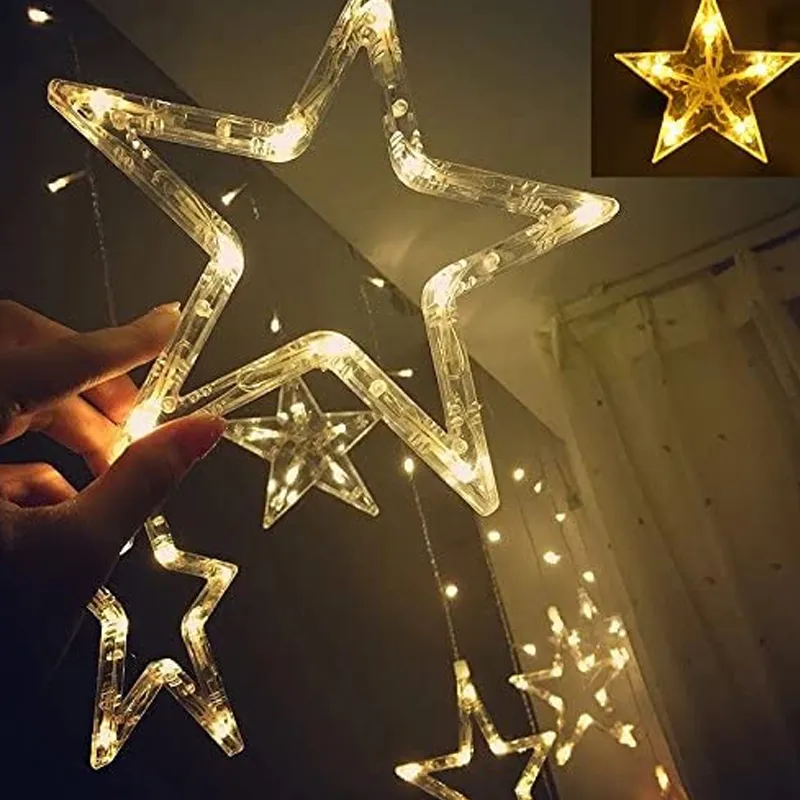 Moon Star LED Decoration Lights 138 LED Fairy Curtain String Lights Decoration for Christmas, Wedding, Home and Party