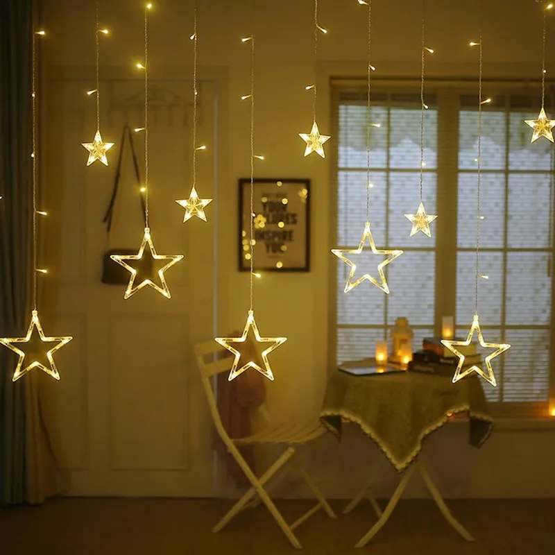 Moon Star LED Decoration Lights 138 LED Fairy Curtain String Lights Decoration for Christmas, Wedding, Home and Party