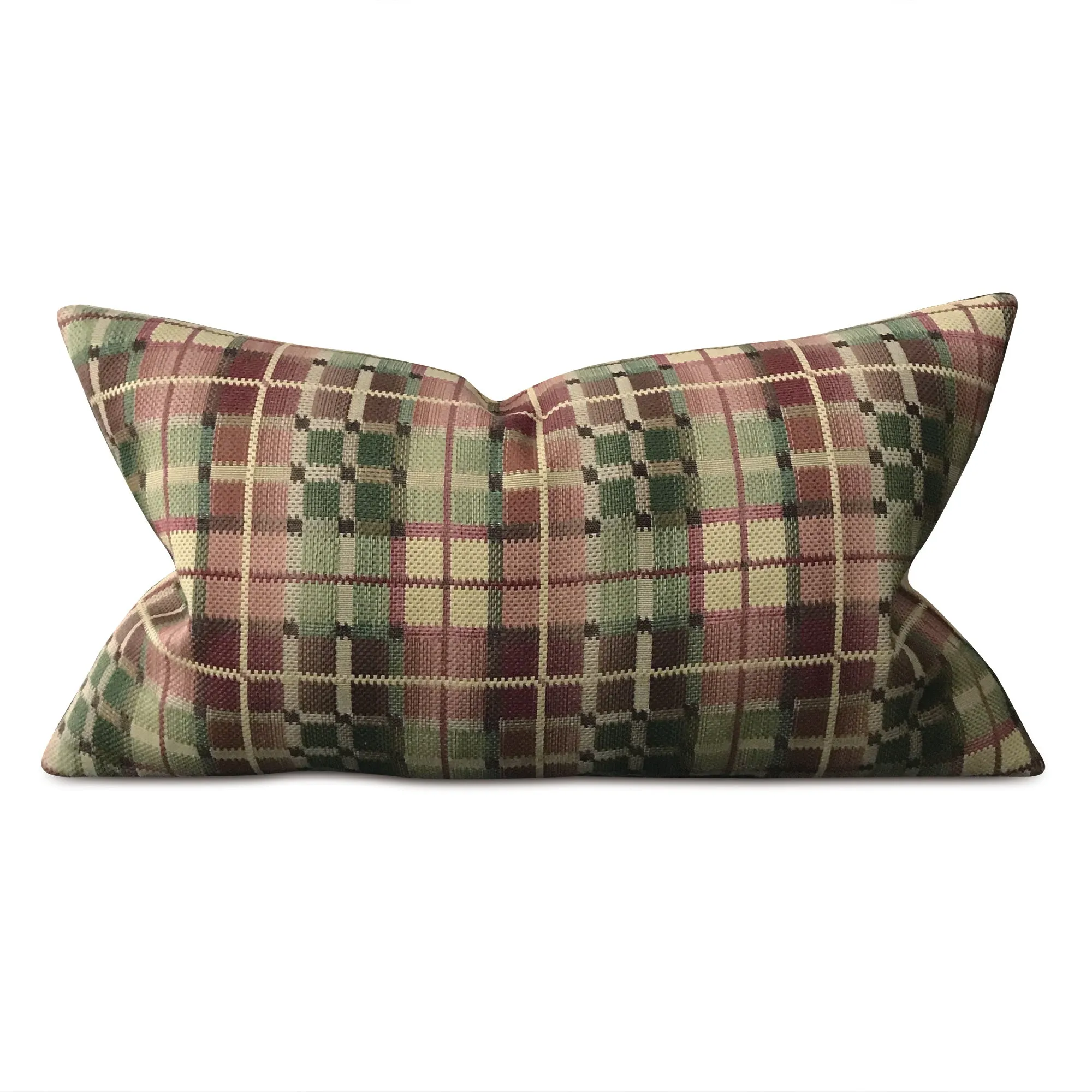 Multicolor Plaid Lumbar Pillow Cover 15x26