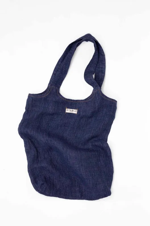 Navy Swim Linen Tote