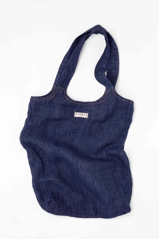 Navy Swim Linen Tote