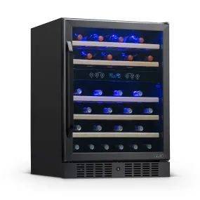 Newair® 46-Bottle 23.5" Black Built-In Dual Zone Wine Fridge