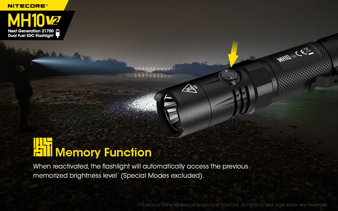 Nitecore MH10 V2 Flashlight | Next Generation 21700 Dual Fuel EDC