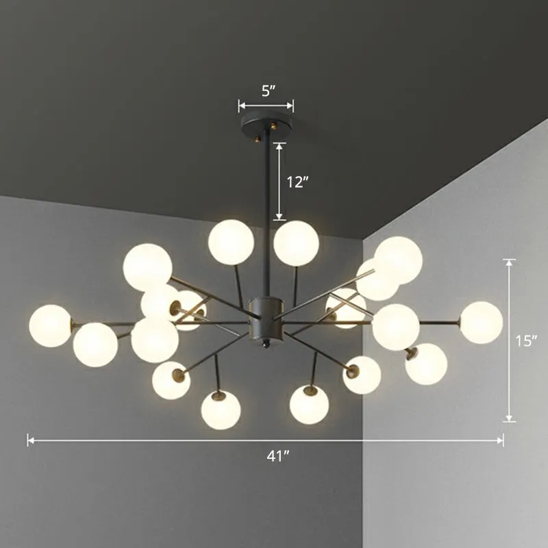 Nordic Branch Pendant Chandelier with Opal Glass Shade