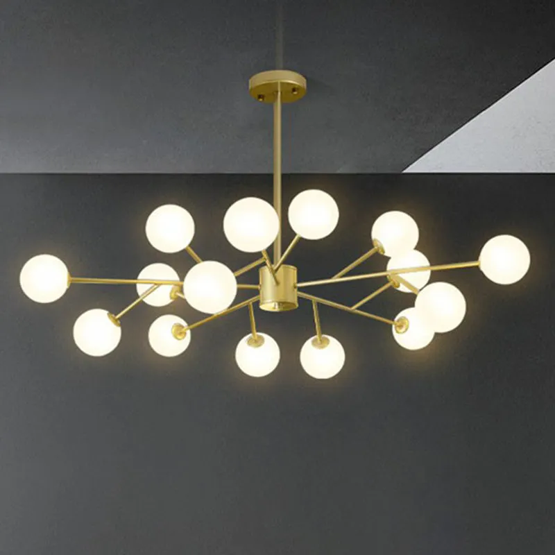 Nordic Branch Pendant Chandelier with Opal Glass Shade