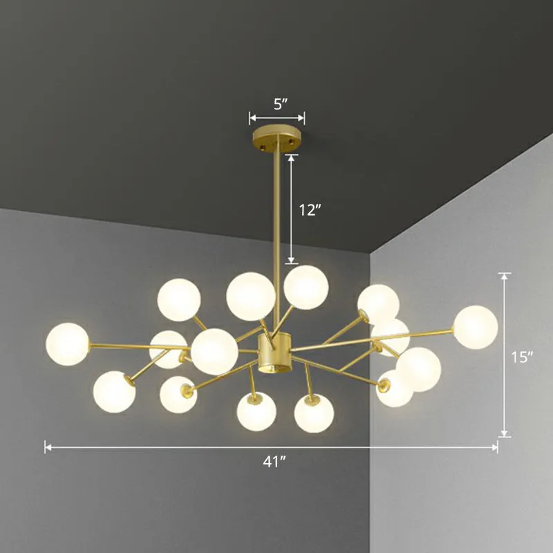 Nordic Branch Pendant Chandelier with Opal Glass Shade