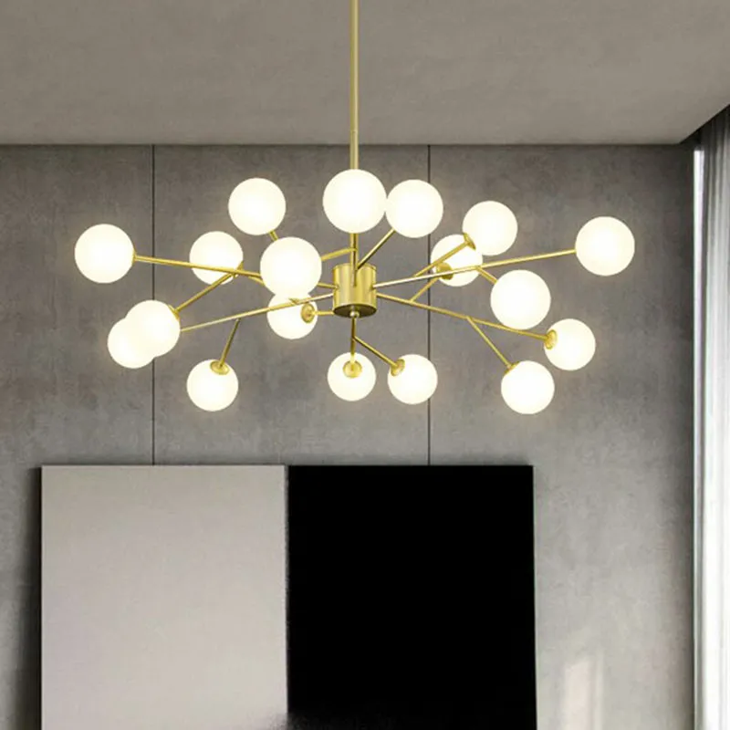 Nordic Branch Pendant Chandelier with Opal Glass Shade