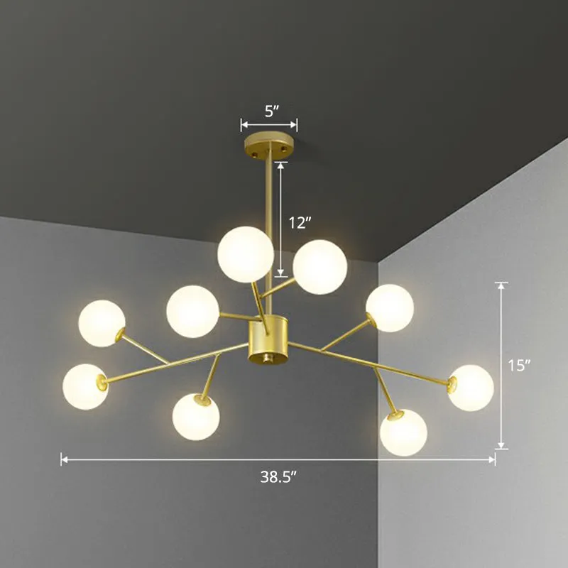 Nordic Branch Pendant Chandelier with Opal Glass Shade