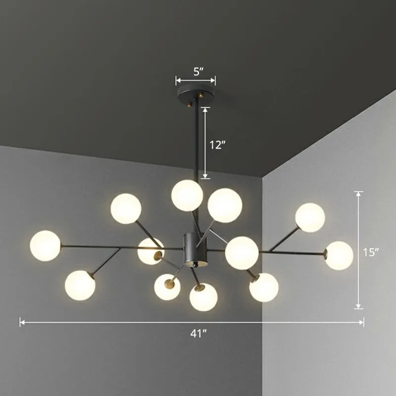 Nordic Branch Pendant Chandelier with Opal Glass Shade