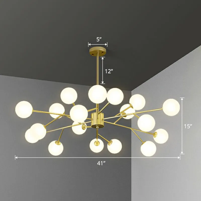 Nordic Branch Pendant Chandelier with Opal Glass Shade