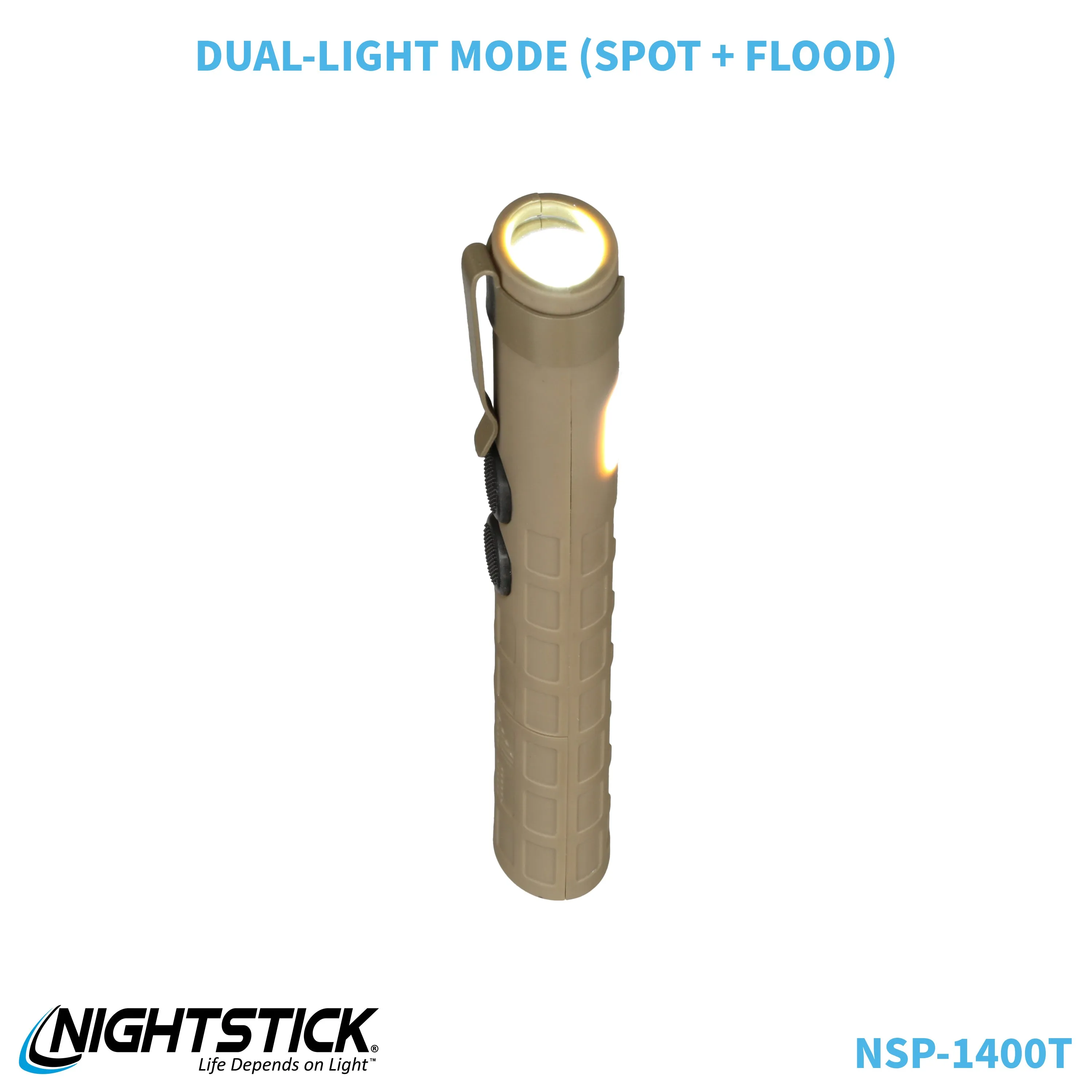 NSP-1400T: Dual-Switch Dual-Light Flashlight - 2 AAA