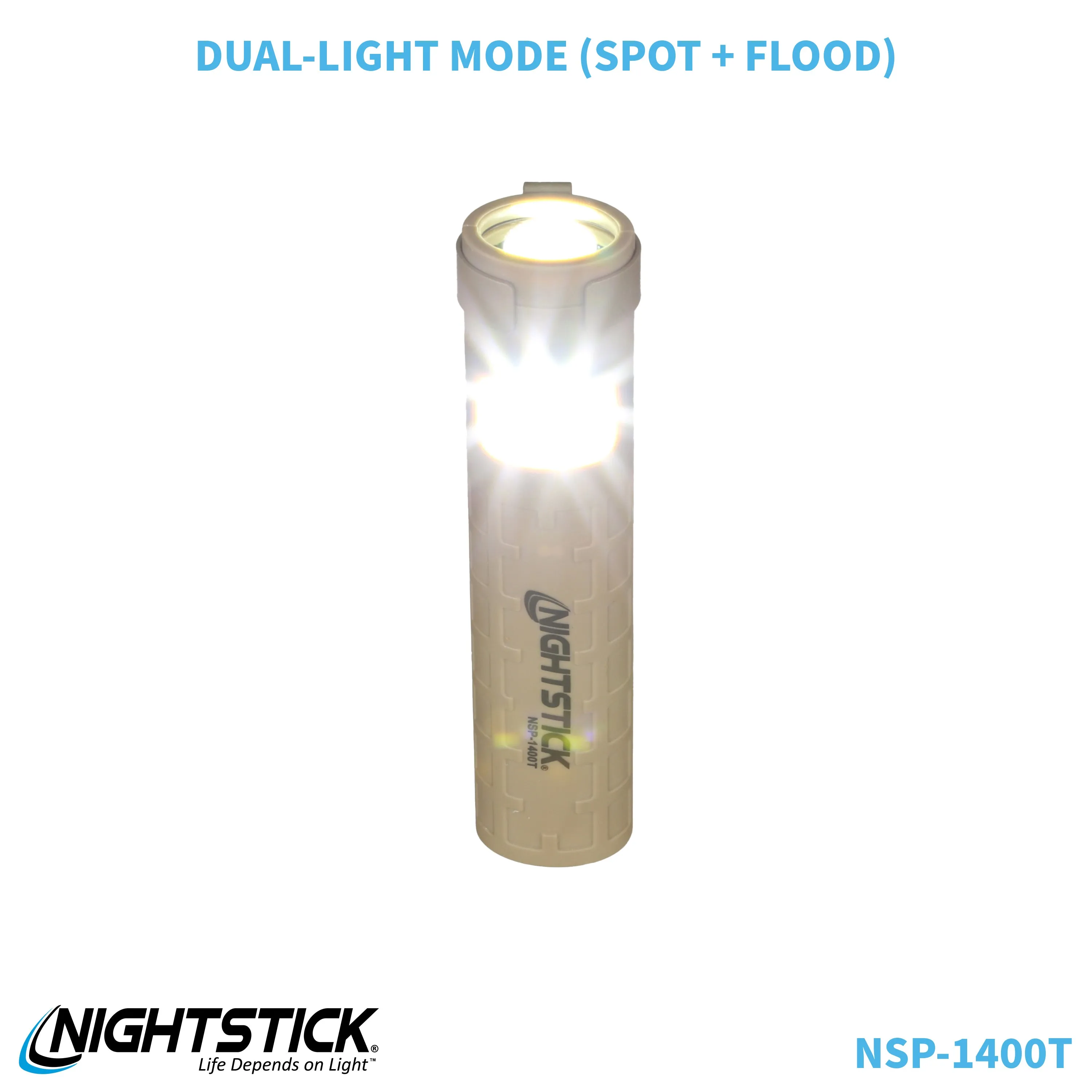 NSP-1400T: Dual-Switch Dual-Light Flashlight - 2 AAA