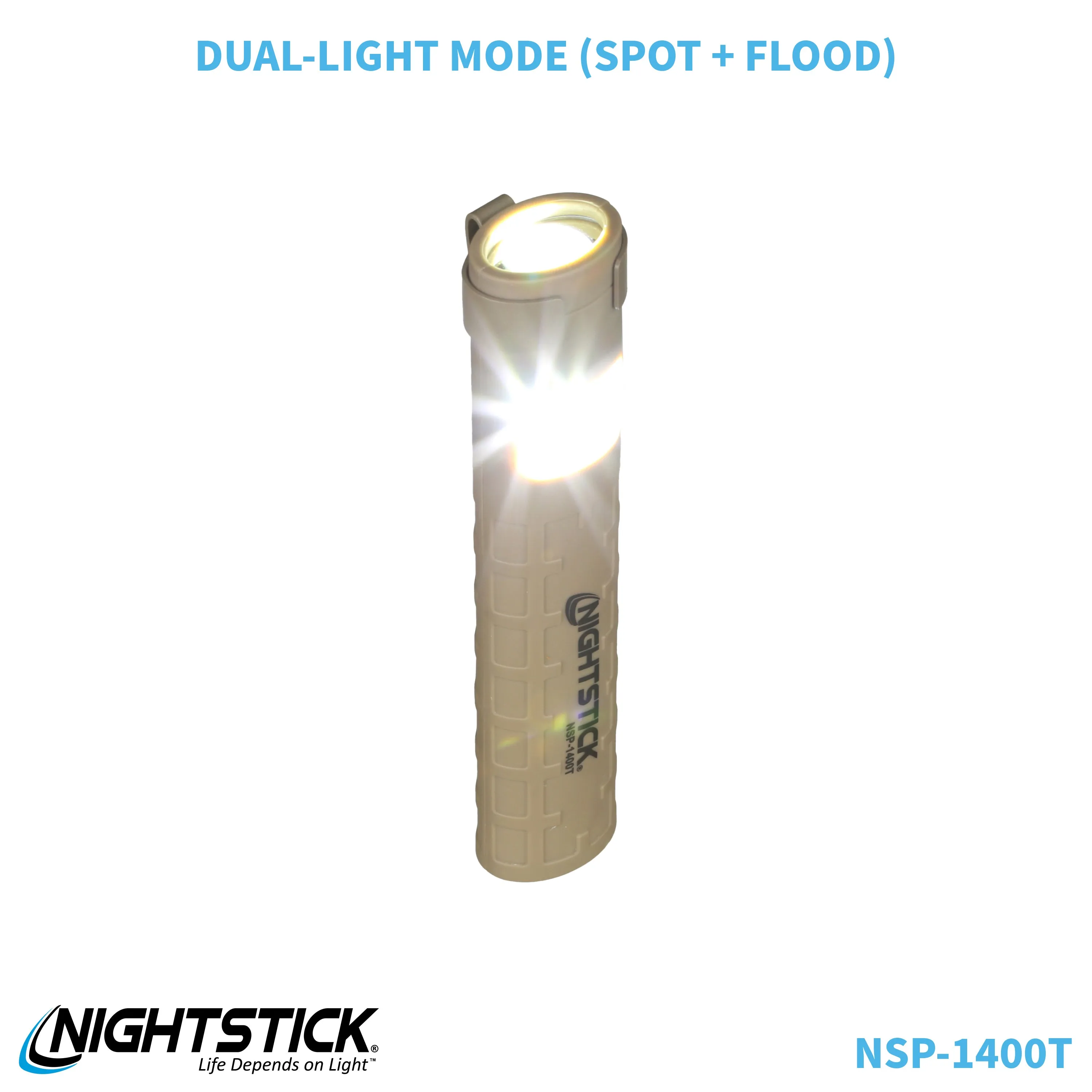 NSP-1400T: Dual-Switch Dual-Light Flashlight - 2 AAA