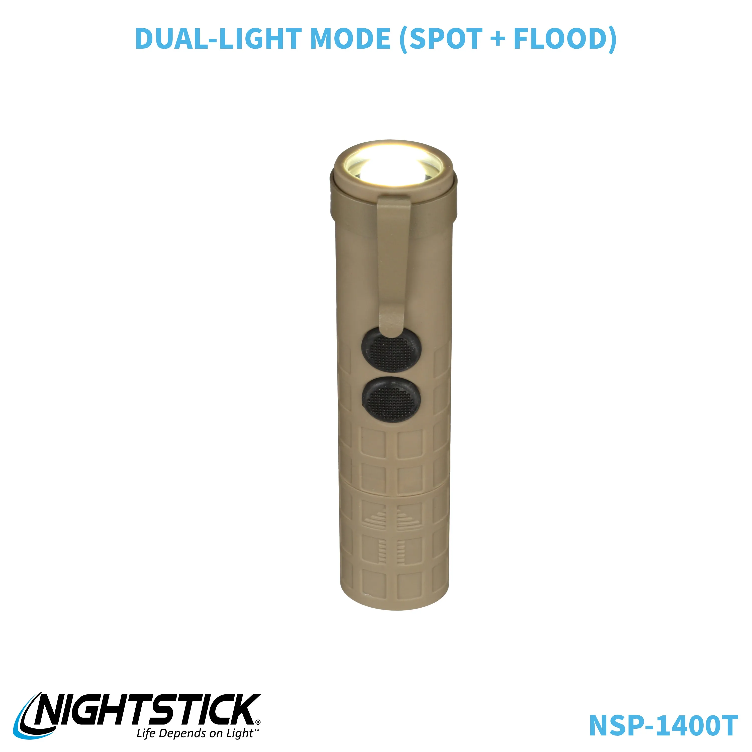 NSP-1400T: Dual-Switch Dual-Light Flashlight - 2 AAA