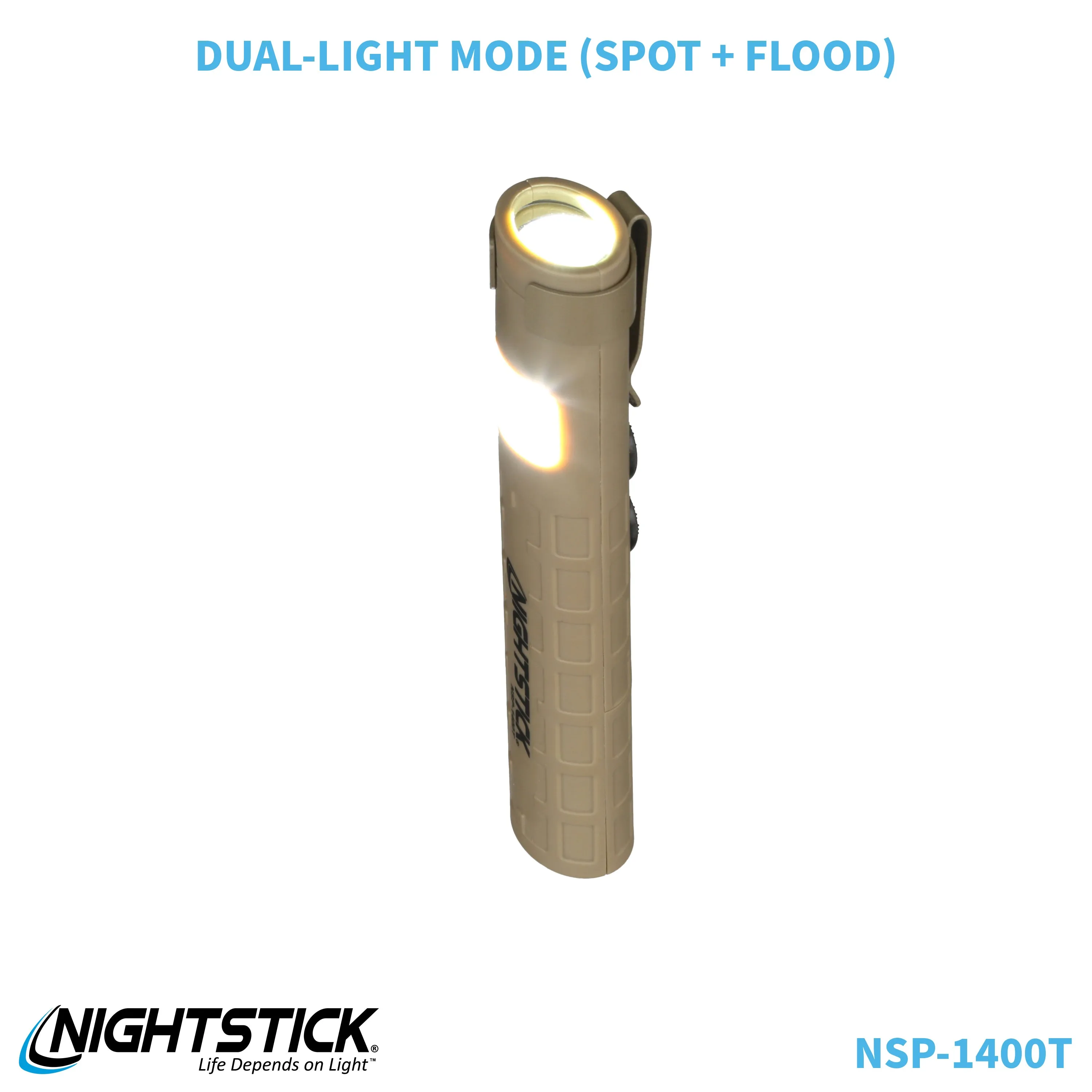 NSP-1400T: Dual-Switch Dual-Light Flashlight - 2 AAA