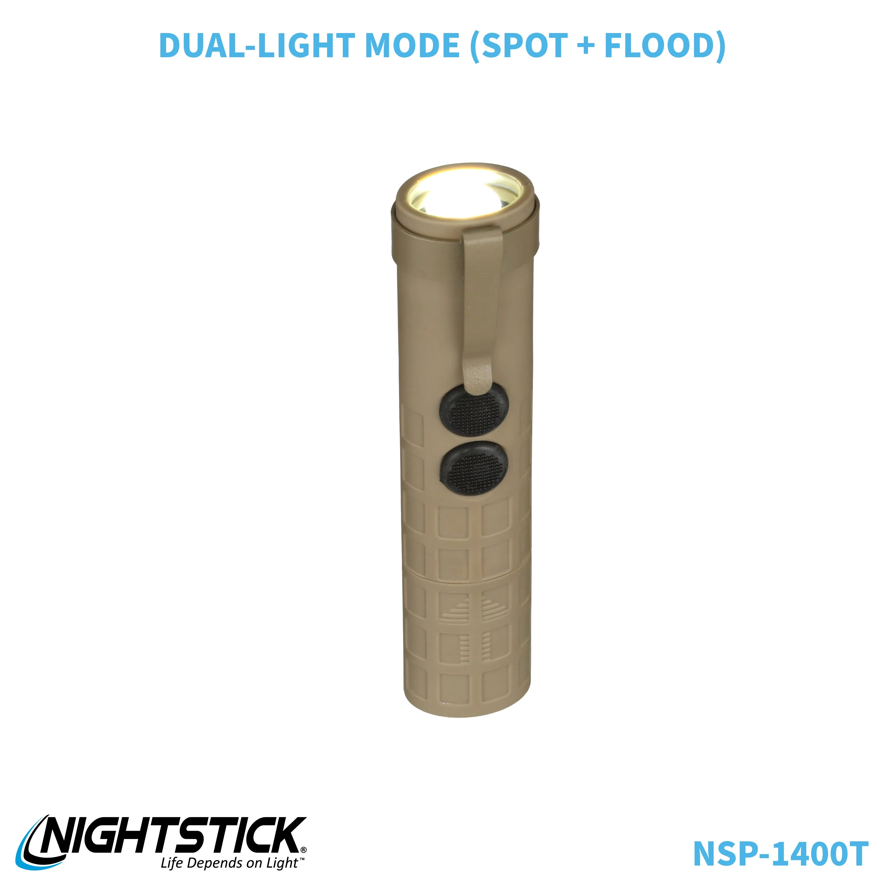 NSP-1400T: Dual-Switch Dual-Light Flashlight - 2 AAA