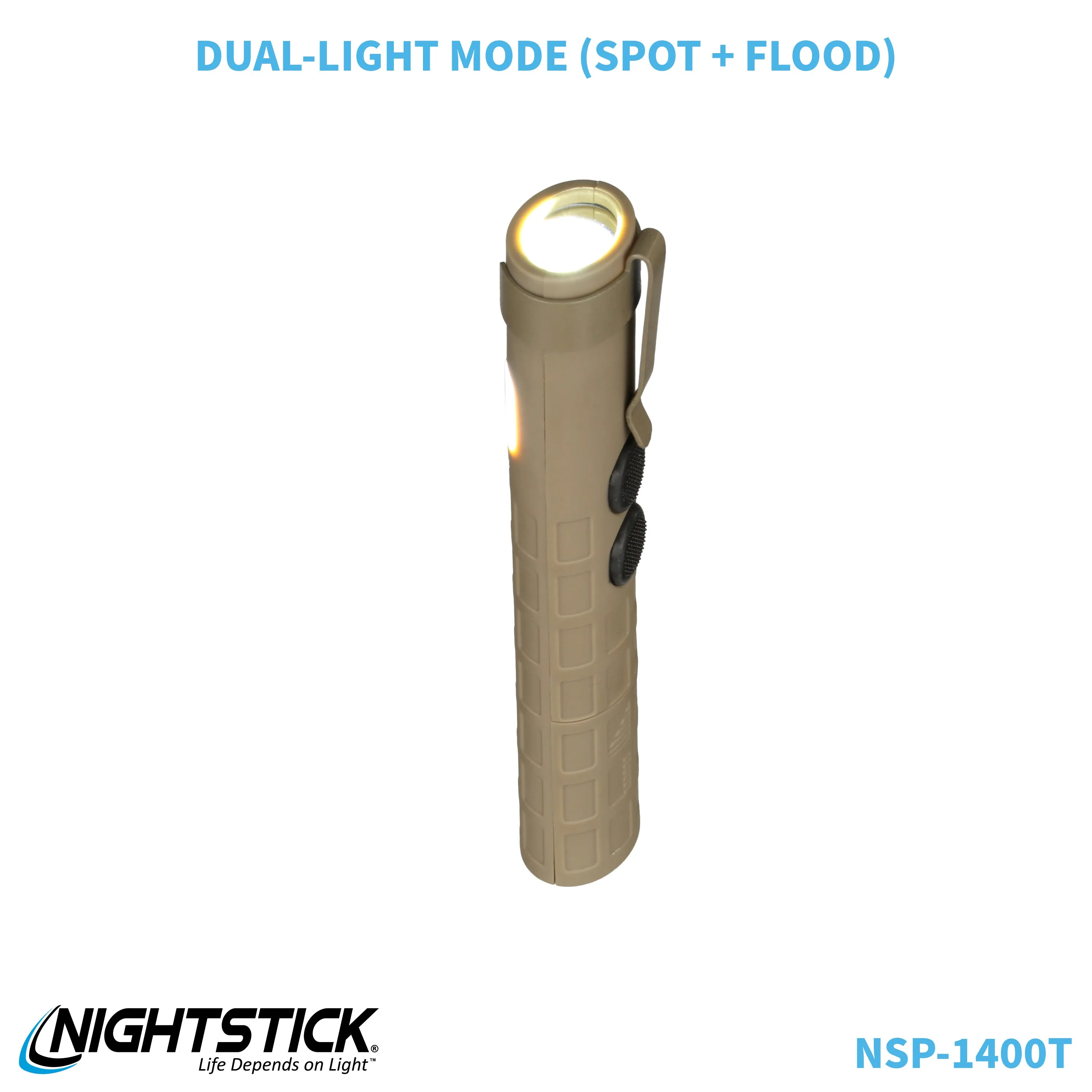 NSP-1400T: Dual-Switch Dual-Light Flashlight - 2 AAA