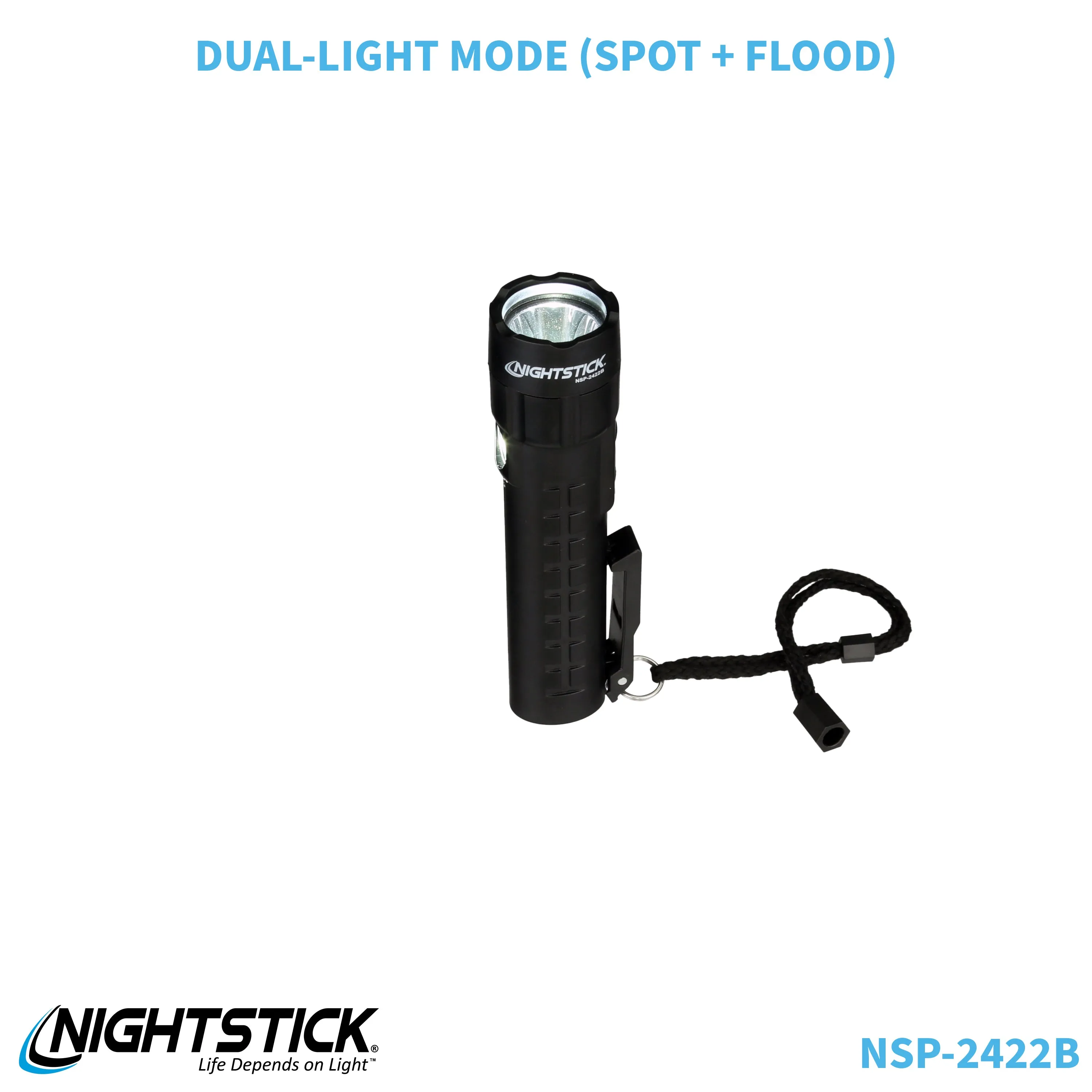 NSP-2422B: Dual-Light Flashlight w/Dual Magnets