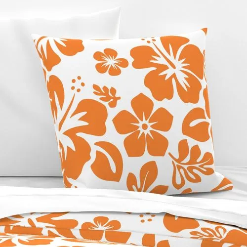 Orange and White Hawaiian Hibiscus Flowers Euro Pillow Sham