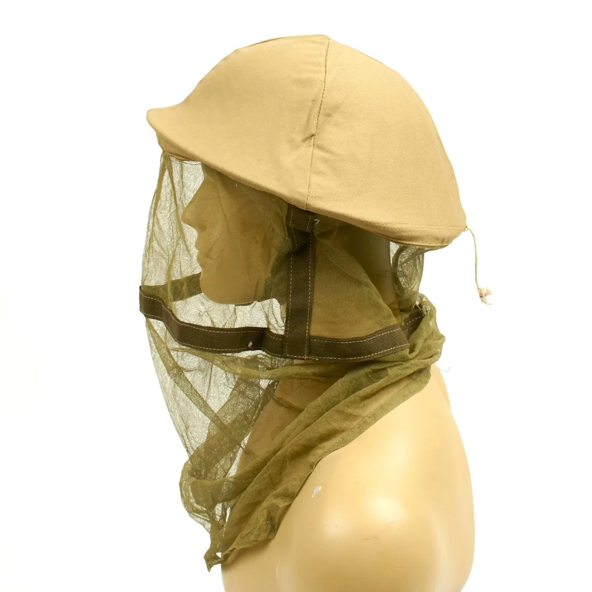 Original Rare British WWII Brodie Jungle Helmet Cover with Insect Net - Dated 1944