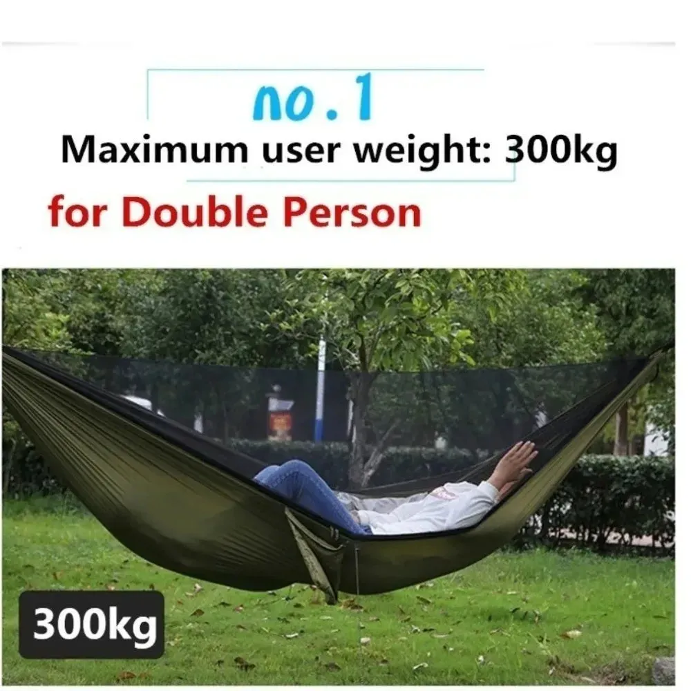 Outdoor Camping Hammock with Mosquito Net Lightweight Hanging Hammocks High Strength Parachute Fabric Hanging Bed Net 250X120Cm