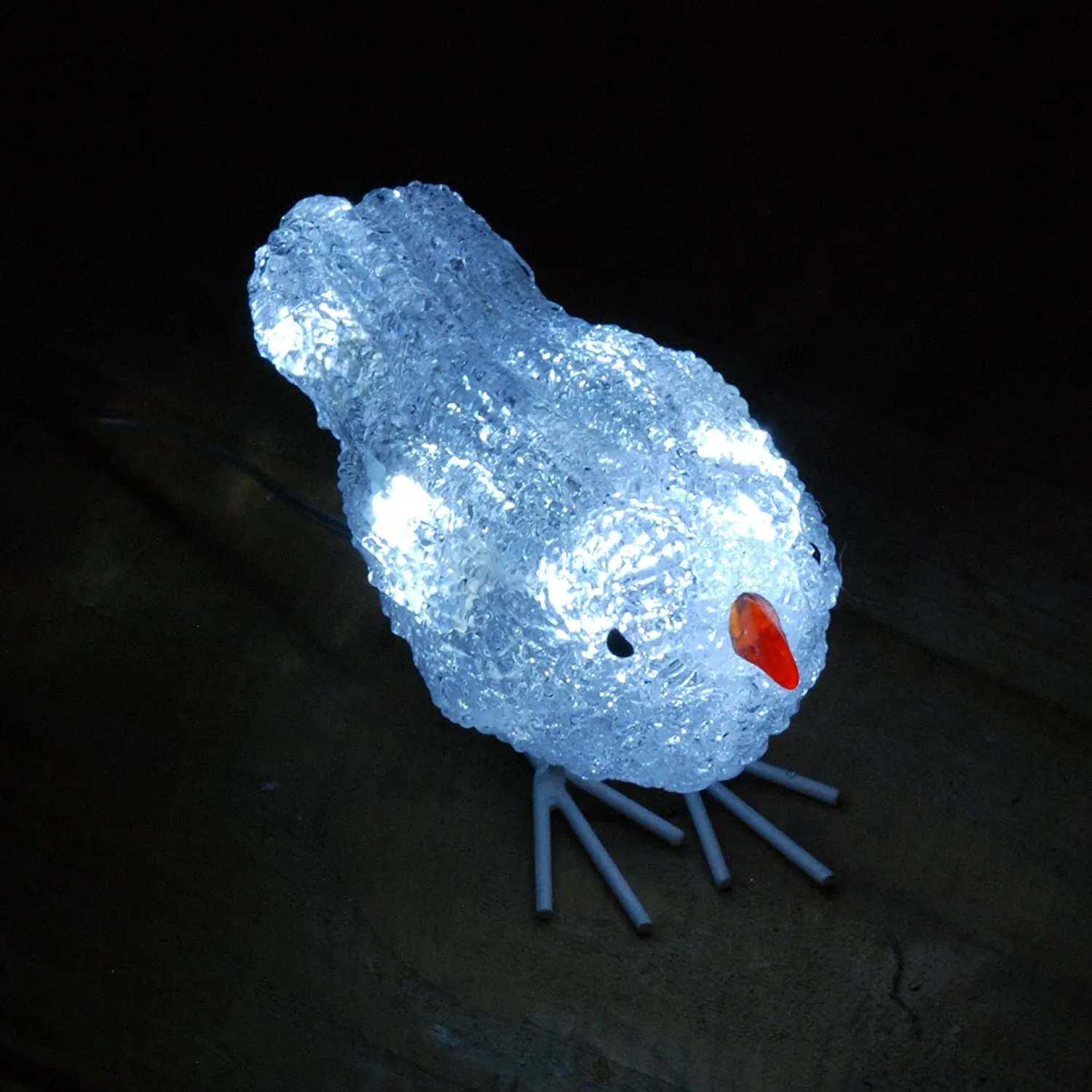 Outdoor Illuminated Decoration: Five Acrylic Birds with White LEDs